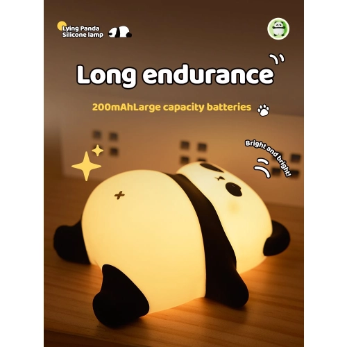 Silicone touch night light toy Lying panda A008 VALESO kids bedroom lamp white-black - Фото № 9