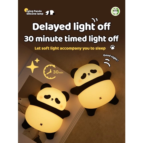 Silicone touch night light toy Lying panda A008 VALESO kids bedroom lamp white-black - Фото № 11
