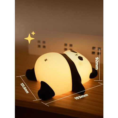 Silicone touch night light toy Lying panda A008 VALESO kids bedroom lamp white-black - Фото № 12