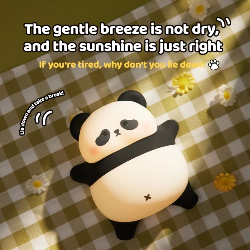 Silicone touch night light toy Lying panda A008 VALESO kids bedroom lamp white-black - Фото № 16