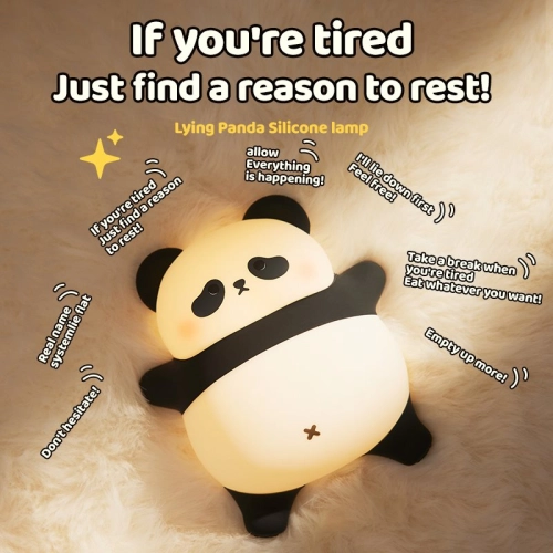 Silicone touch night light toy Lying panda A008 VALESO kids bedroom lamp white-black - Фото № 17