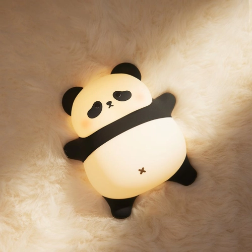Silicone touch night light toy Lying panda A008 VALESO kids bedroom lamp white-black