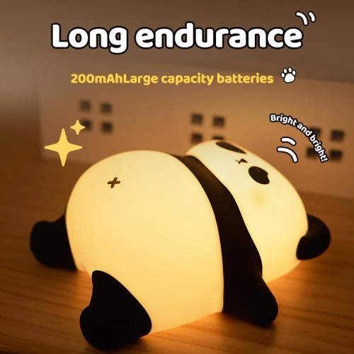 Silicone touch night light toy Lying panda A008 VALESO kids bedroom lamp white-black - Фото № 21
