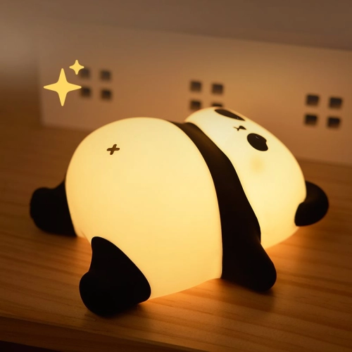 Silicone touch night light toy Lying panda A008 VALESO kids bedroom lamp white-black - Фото № 20