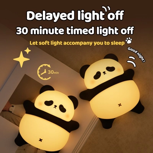 Silicone touch night light toy Lying panda A008 VALESO kids bedroom lamp white-black - Фото № 23