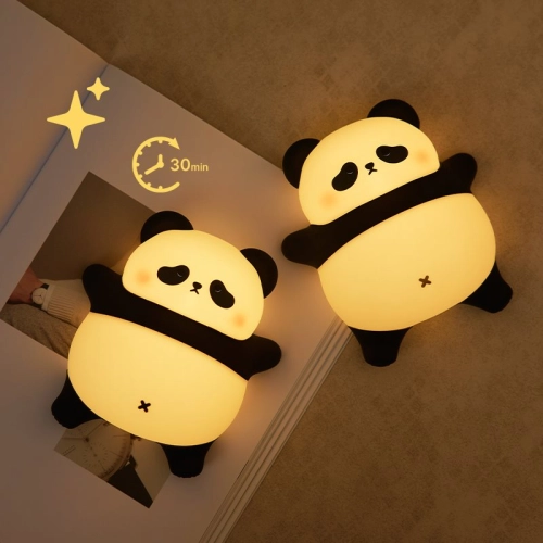 Silicone touch night light toy Lying panda A008 VALESO kids bedroom lamp white-black - Фото № 22