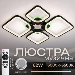LED Ceiling Light with Bluetooth Speaker and RGB Backlight for Bedroom and Living Room VALESO YZD1267 Black
