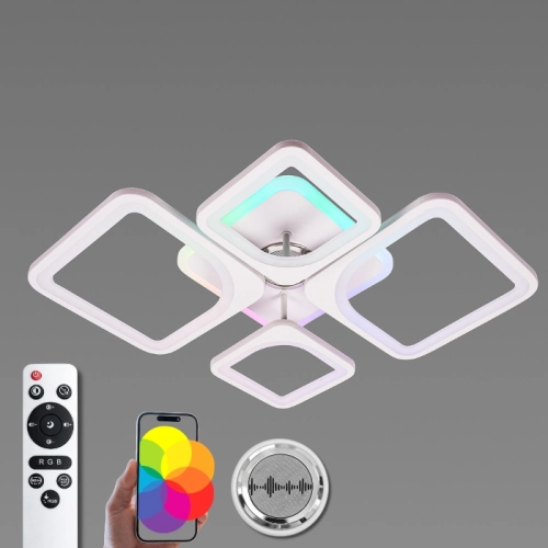 LED Ceiling Light with Bluetooth Speaker and RGB Backlight for Bedroom and Living Room VALESO YZD1267 White - Фото № 8
