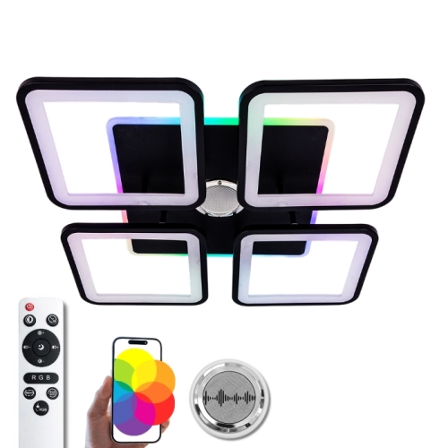 LED Ceiling Light with Bluetooth Speaker and RGB Backlight for Living Room and Bedroom VALESO YZD1268 Black