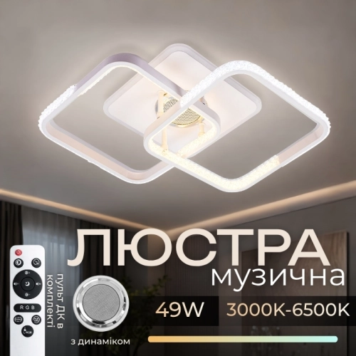 LED Ceiling Light with Bluetooth Speaker and RGB Backlight for Bedroom and Kids Room VALESO YZD1272 White