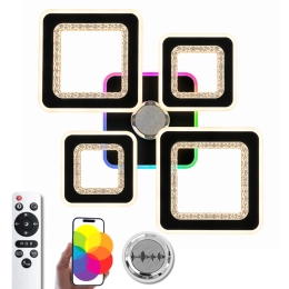 LED ceiling chandelier with music column and RGB lighting VALESO YZD1275 Black