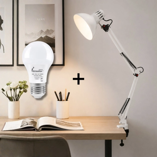 Table lamp VALESO SM-800, metal, white, E27, 60W + bulb