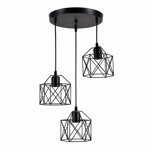 VALESO Ceiling Chandelier CD502-3, 3 Lights, Metal, Black, E27, 60W