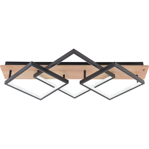 Люстра стельова VALESO DK6588/3 BK+WOOD, чорний + дерево - Фото № 1
