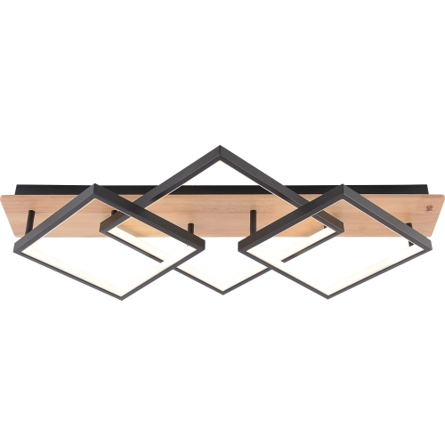 Люстра стельова VALESO DK6588/3 BK+WOOD, чорний + дерево - Фото № 2