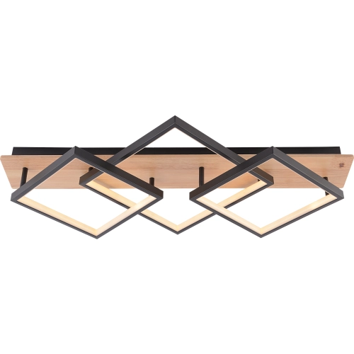 Люстра стельова VALESO DK6588/3 BK+WOOD, чорний + дерево - Фото № 3