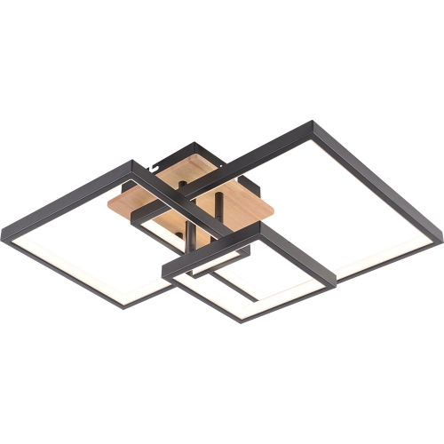 Люстра стельова VALESO DK6589-3 BK+WOOD, чорний + дерево, LED 102W - Фото № 3