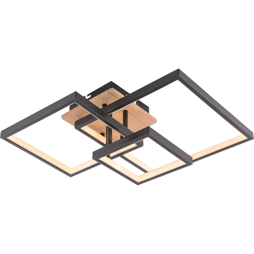 Люстра стельова VALESO DK6589-3 BK+WOOD, чорний + дерево, LED 102W - Фото № 4