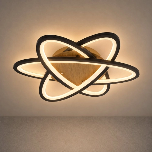 Ceiling chandelier VALESO LI97016-480 BK+WOOD, black + wood, LED 102W
