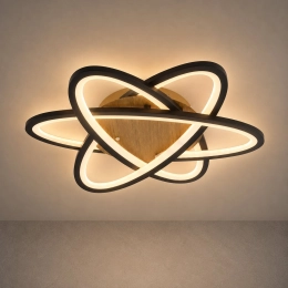 Ceiling chandelier VALESO LI97016-480 BK+WOOD, black + wood, LED 102W