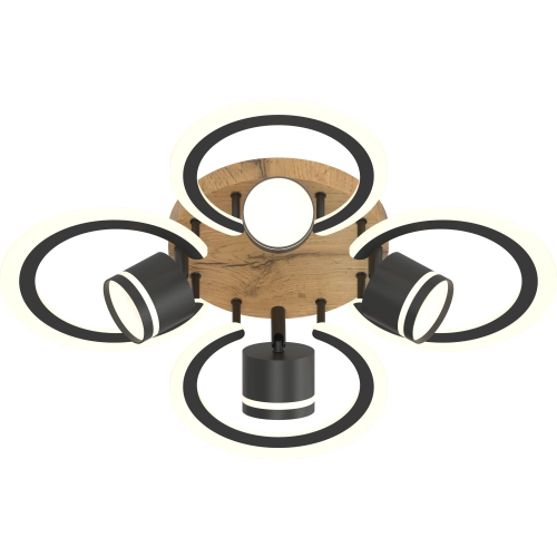 Люстра стельова VALESO LI9926B-4+4A BK+WOOD, чорний + дерево, LED - Фото № 2