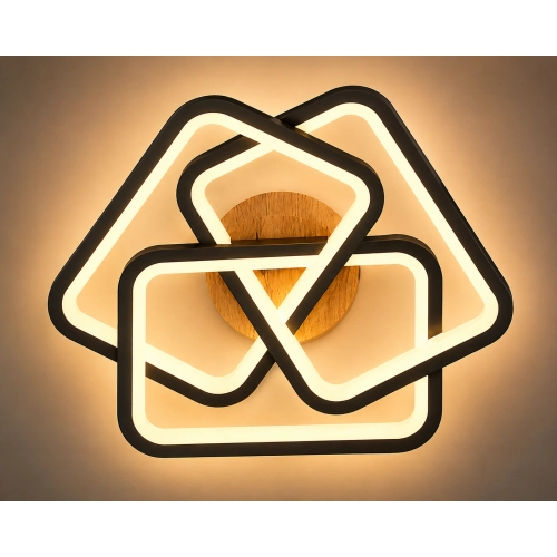 LED ceiling chandelier for bedroom living room VALESO 114W round Black Wood LI97033-490 - Фото № 1