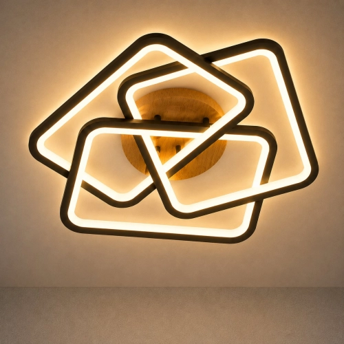 LED ceiling chandelier for bedroom living room VALESO 114W round Black Wood LI97033-490